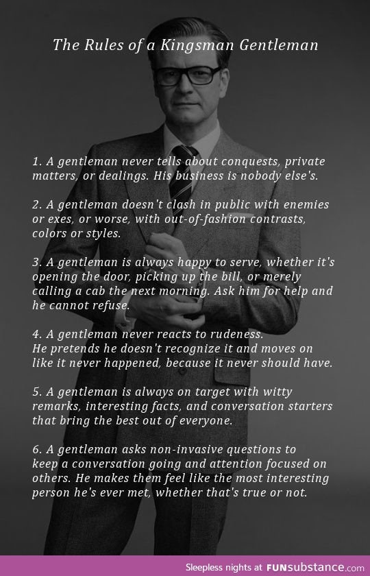 Rules of a Kingsman Gentleman