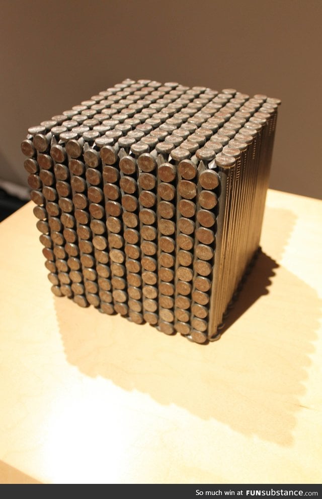 A cube of nails