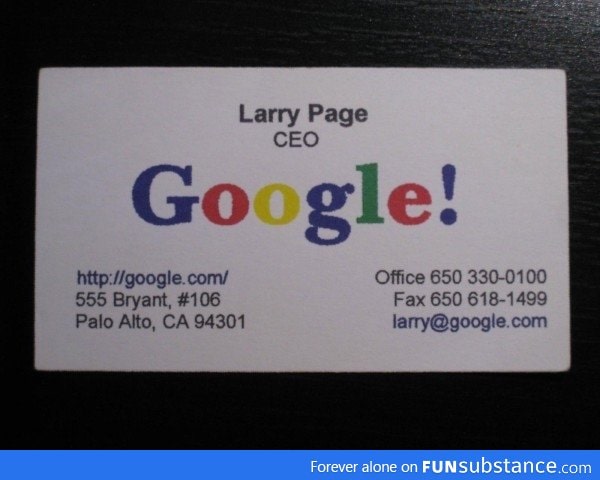 Google business card from 1998