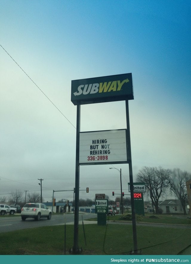 Subway's pretty passive aggressive