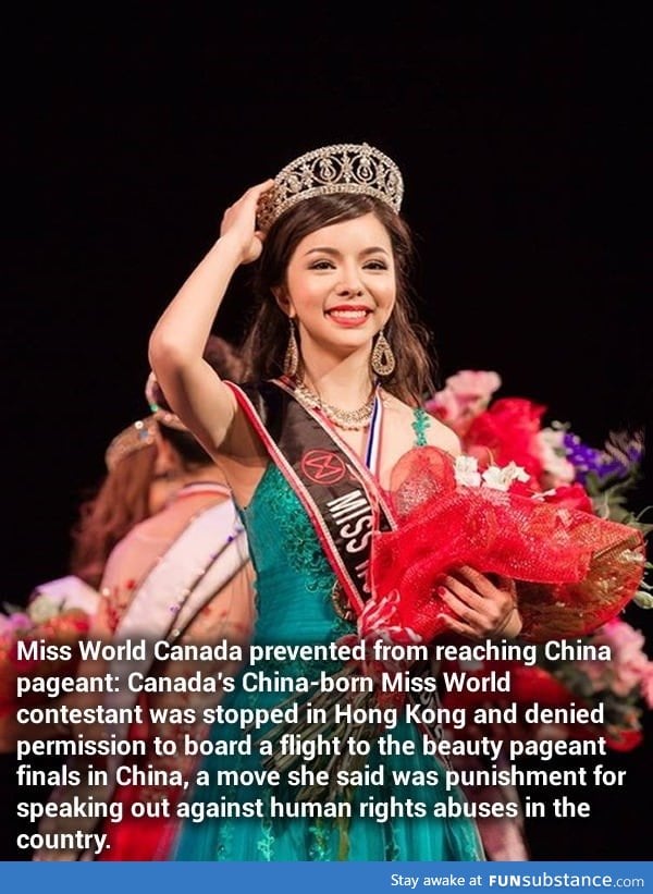 Miss World Canada prevented from reaching China pageant