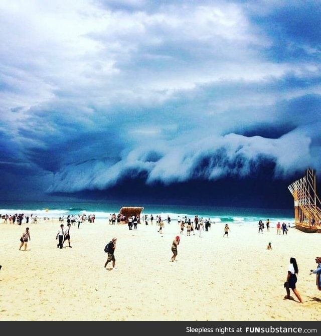 These clouds look like a giant wave about to wipe out the beach