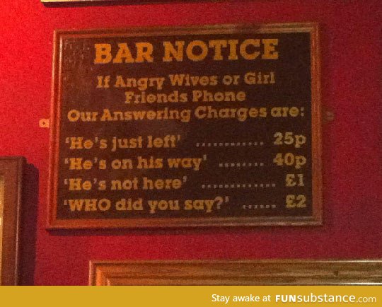 Important bar notice