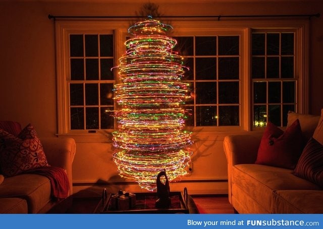 Long exposure of a rotating Christmas tree