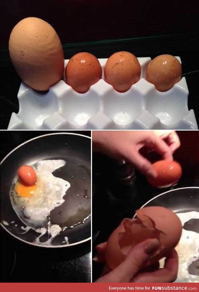 Chicken lays a giant egg, has second egg inside