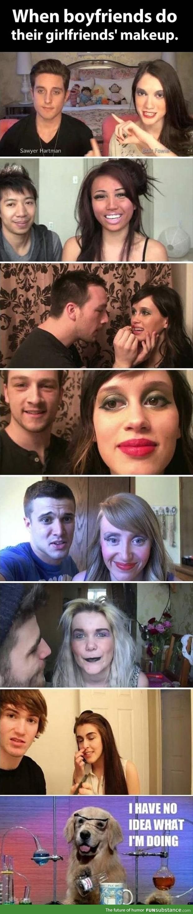 1st bf looks like he uses makeup himself