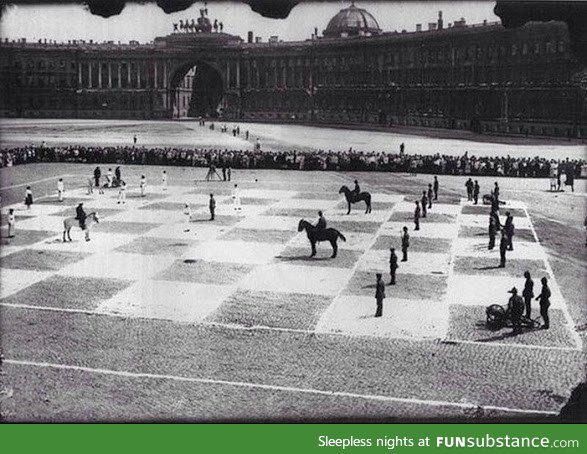 Human chess in 1924 at St. Petersburg, Russia