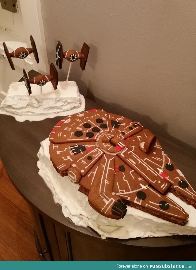 So I made a gingerbread Millennium Falcon