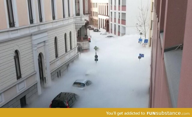 A truck spilled its load of carbon dioxide