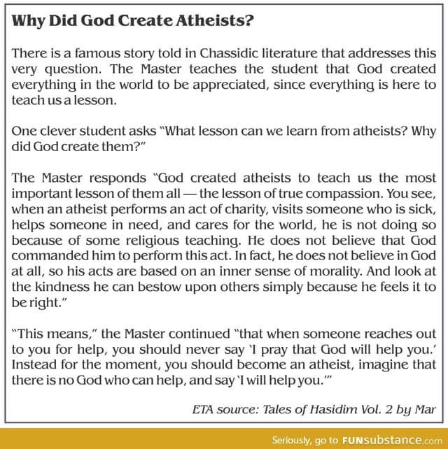 Why did God create atheists?