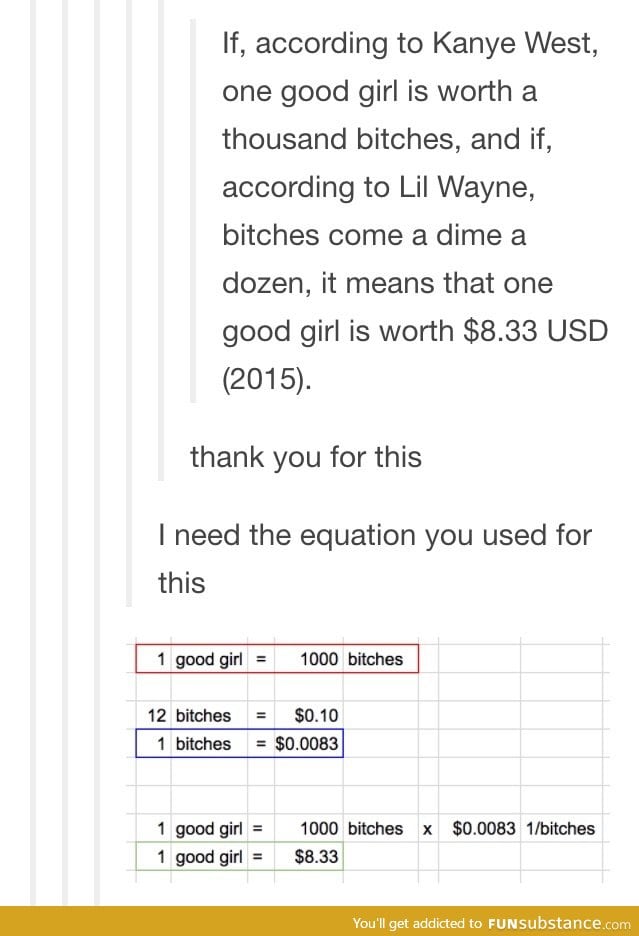 Me: *buys all the good girls and sells them out of my basement for a profit*