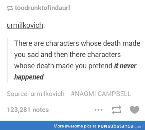 And then there's the character who gets revived as a f*cking vampire