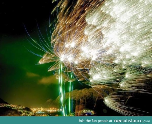 Fireworks on a windy night in Norway