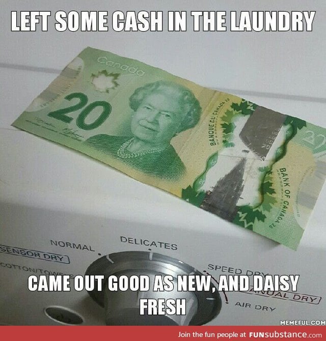 Just another perk of being a Canadian: Water-proof cash