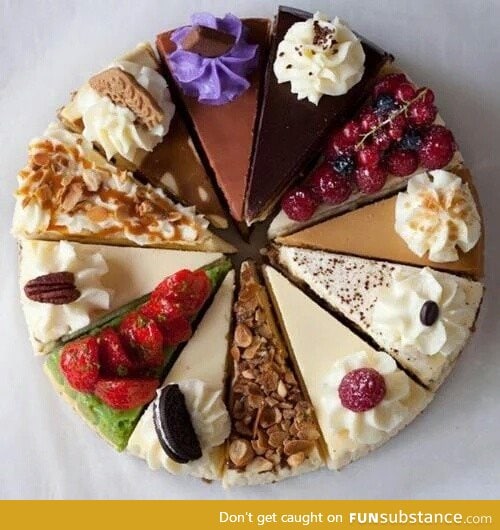 12 Variety Slices of Cheesecake