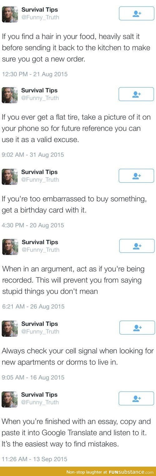 Survival tips