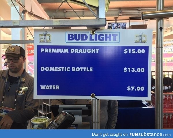 Beer prices at Super Bowl 50