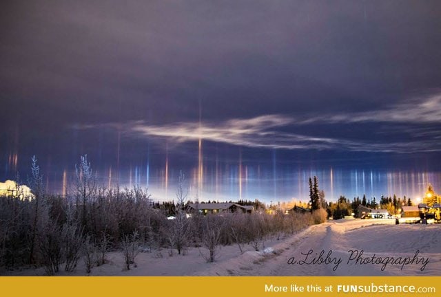 Light pillars over Alaska