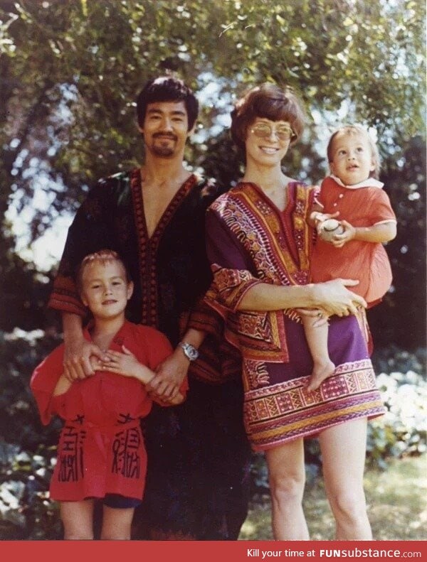 Bruce Lee and his family in the late 60s