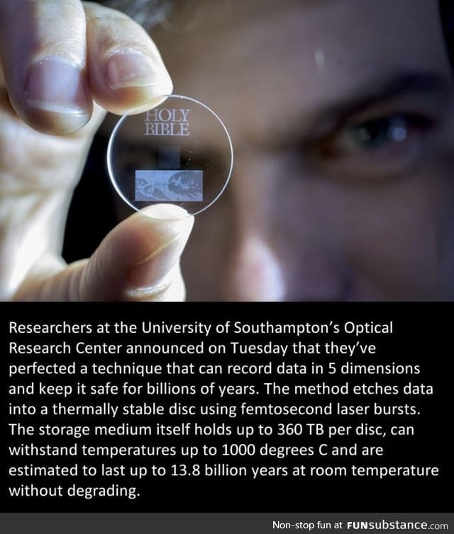 '5D' discs can store data until well after the sun burns out