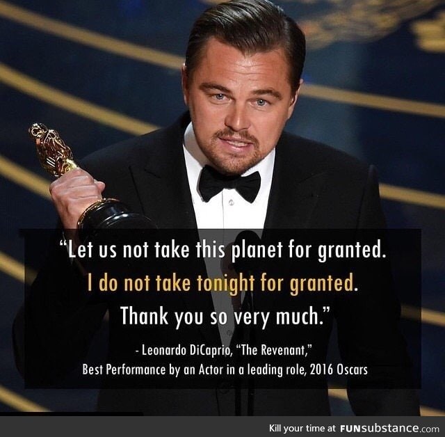 FINALLY! Congrats Leo, you deserved that Oscar and your speech was beautiful