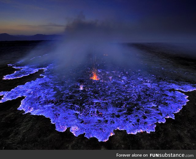 Volcano in Ethiopia burns bright blue