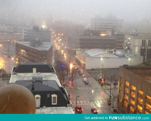 Sewer Fire in Omaha Shoots Flames from Manholes in the Streets