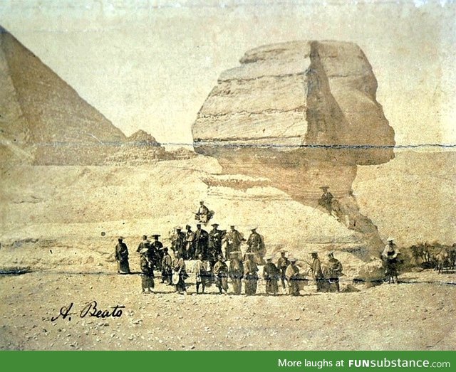 A Group of Samurai in front of Egypt's Sphinx, 1864