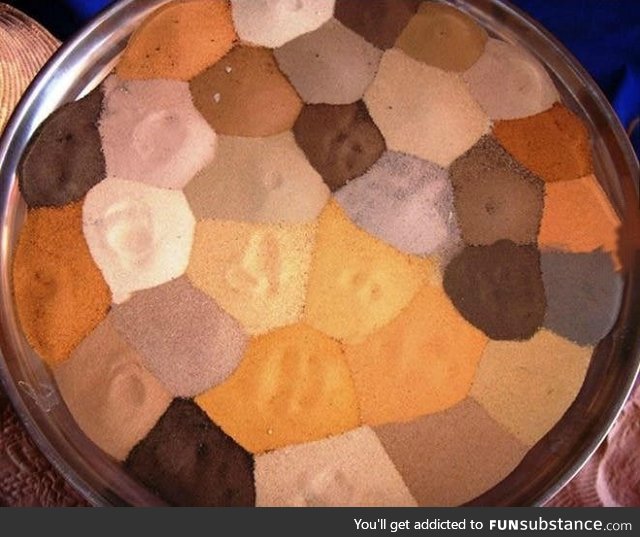 The different color sands from the Sahara Desert