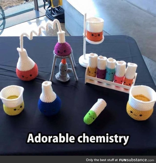 Crochet amigurumi chemistry set.