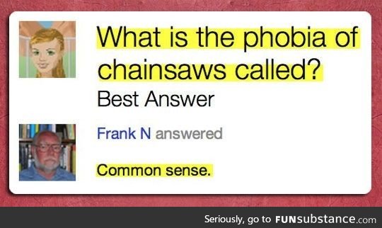 What is the phobia of chainsaws called?