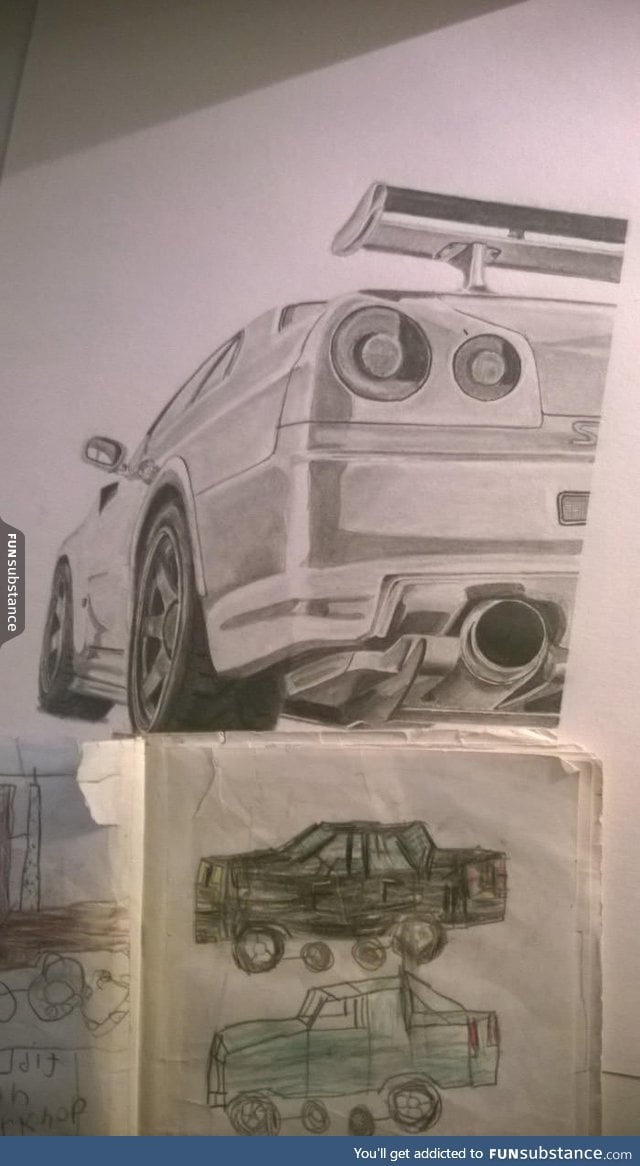 Drawing cars, 10 years apart