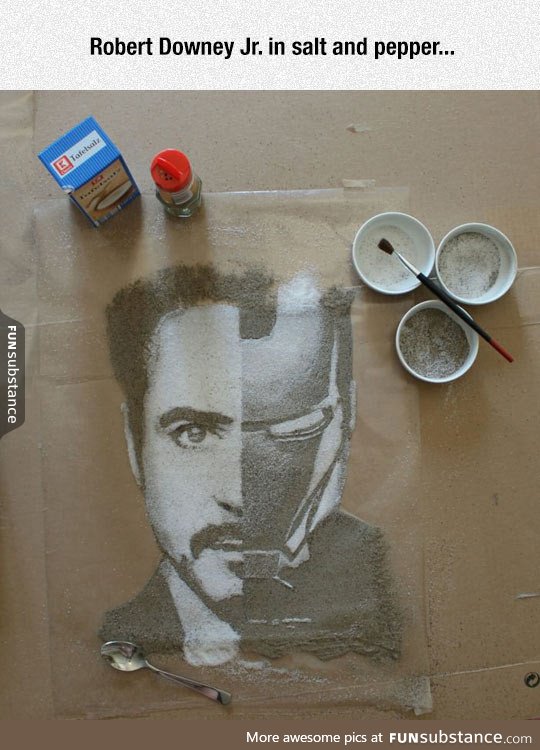 RDJ drawn with salt and pepper