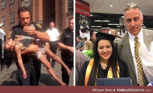 In 1998, he helped save her after a devastating fire. In 2016, he watched her graduate