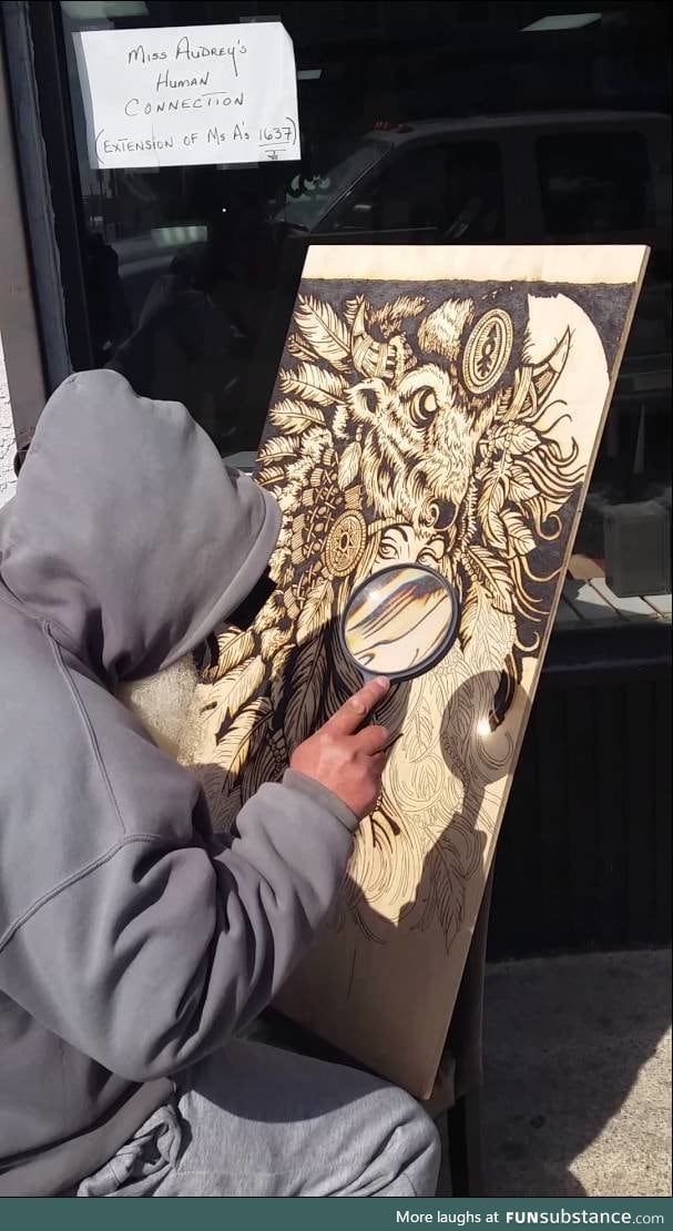 Woodburning with sunlight