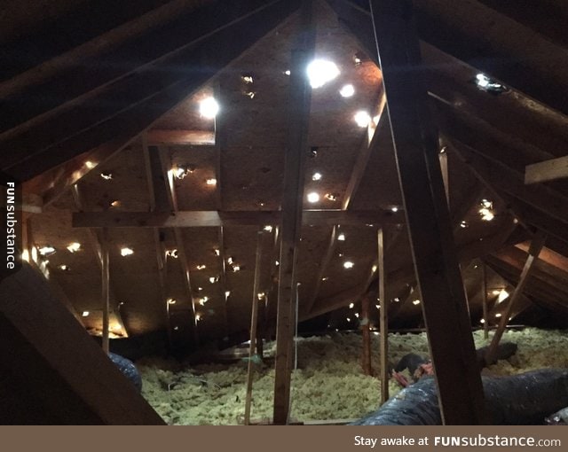 Taken from inside an attic after the hail storm in Wylie TX