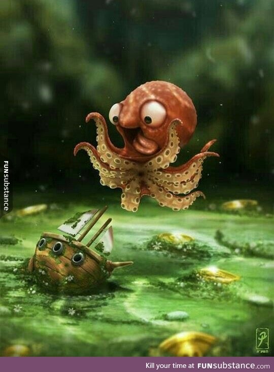 Itty bitty kraken in training