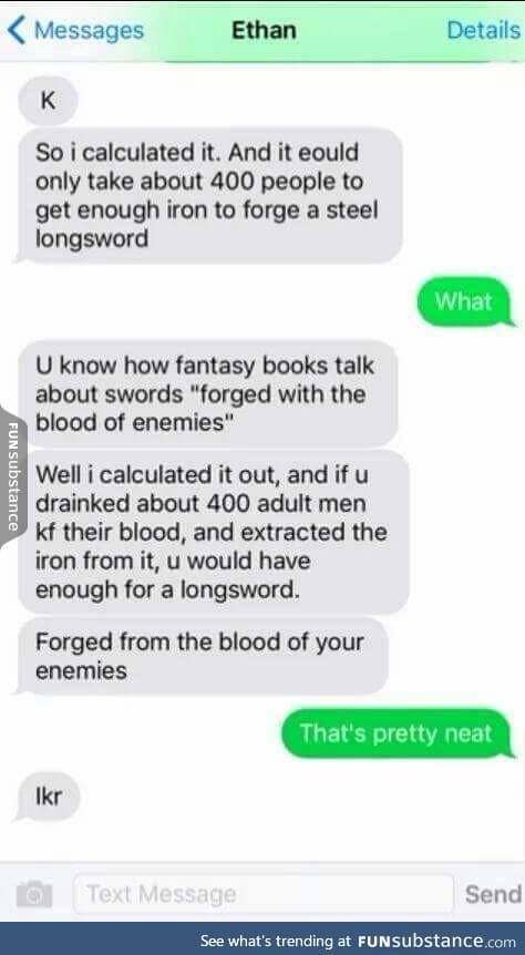 How many people's blood you need to forge a sword