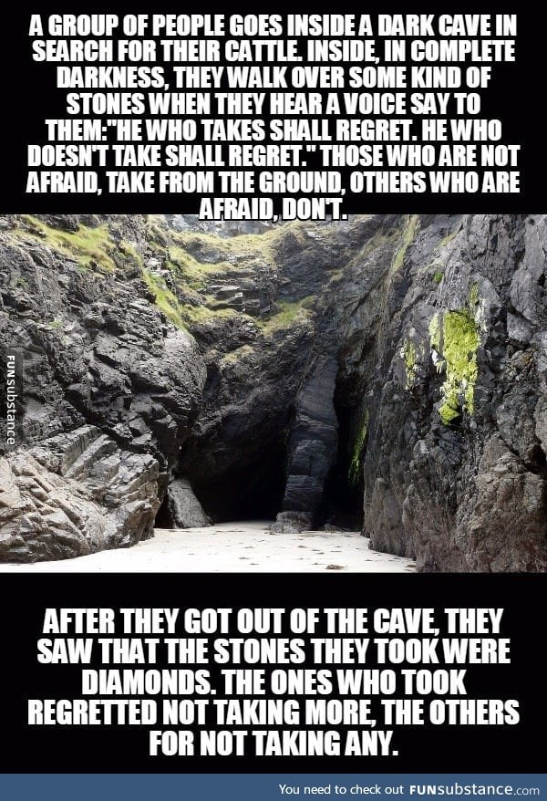 A group of people went inside a dark cave...