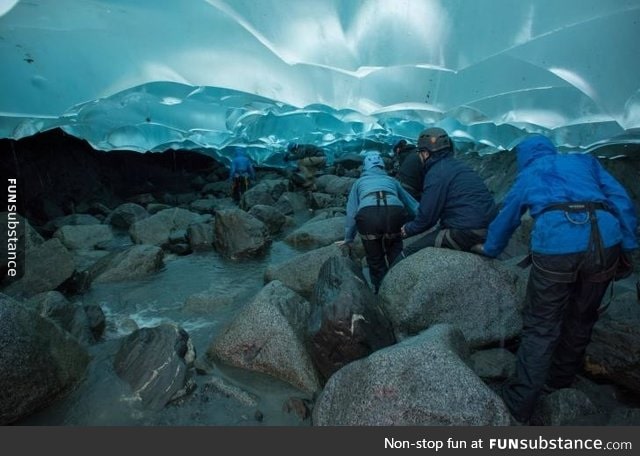 Hiking inside a glacier