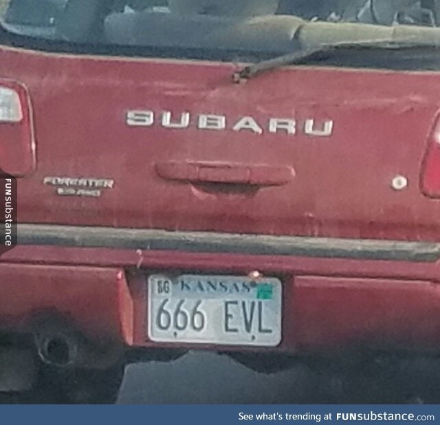 Looks like Satan drives a Subaru