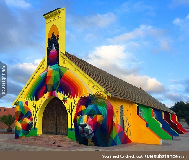 Graffiti artist turns an abandoned Moroccan church into a colorful masterpiece