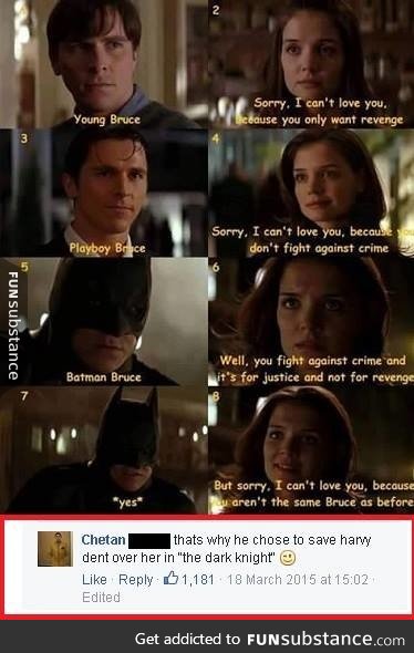 That's what you get for friend zoning Batman