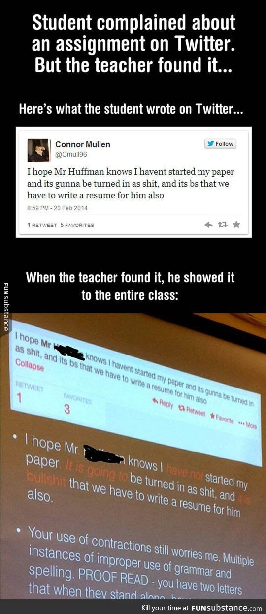 Student complains, awesome teacher puts him in his place