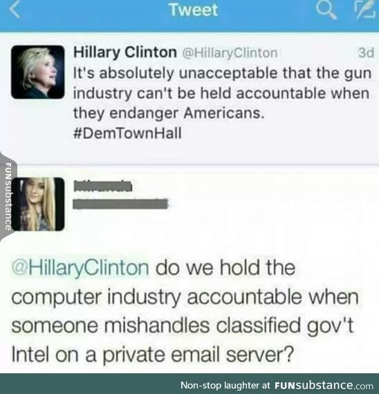 Hilary got roasted XD