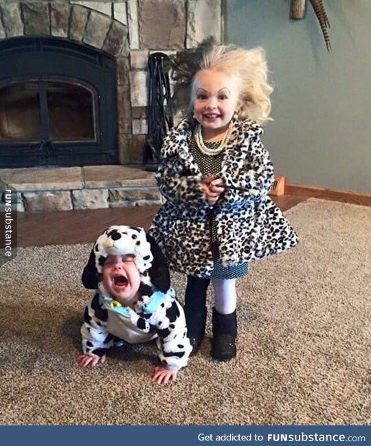 Cruella and her dalmatian