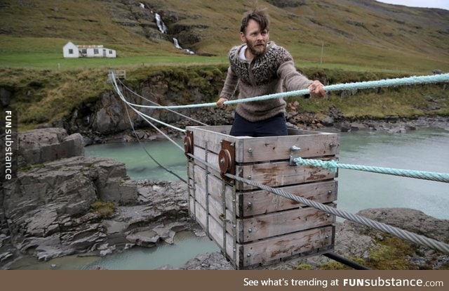 Crossing a river in Iceland