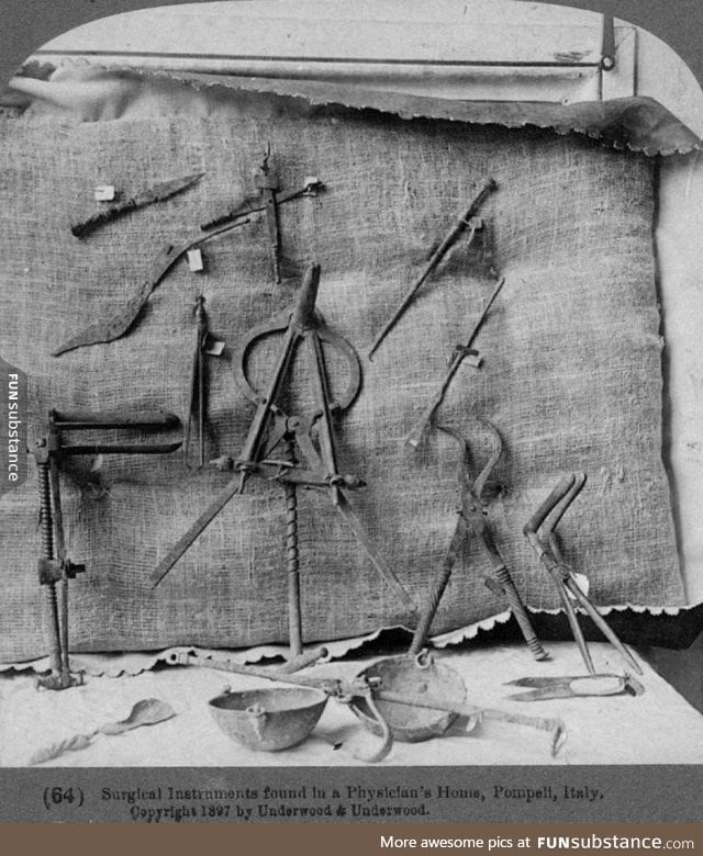 Roman surgical instruments found in a physician's home in Pompeii