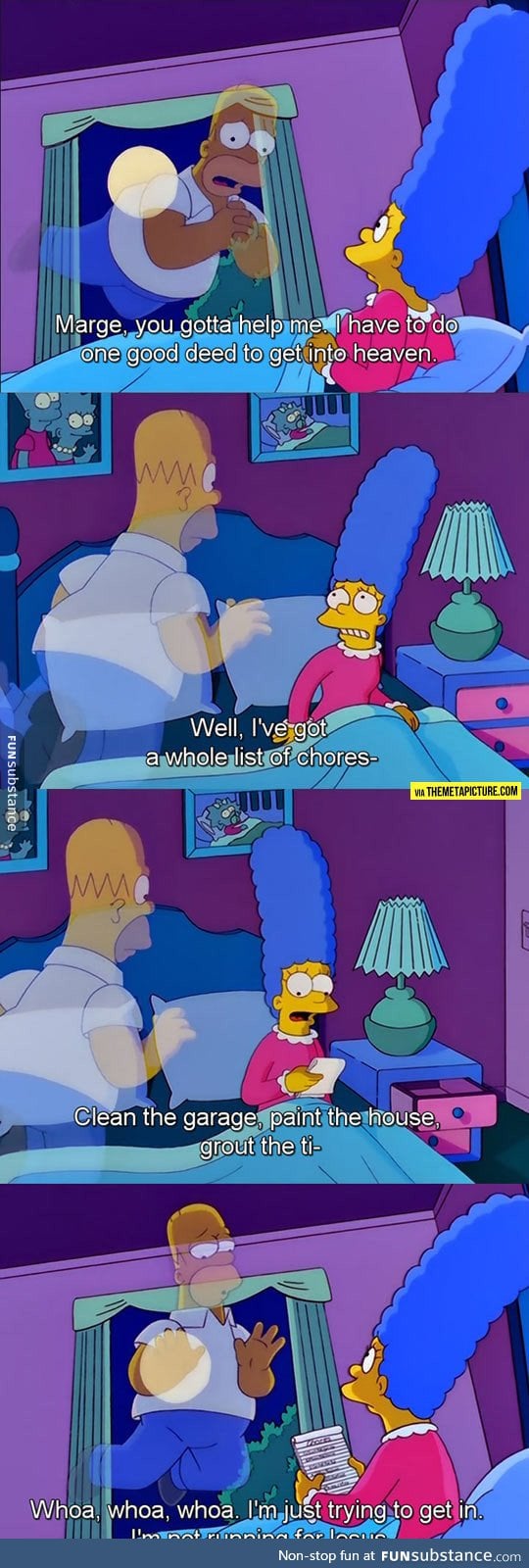 Homer has to make one good deed to get into heaven