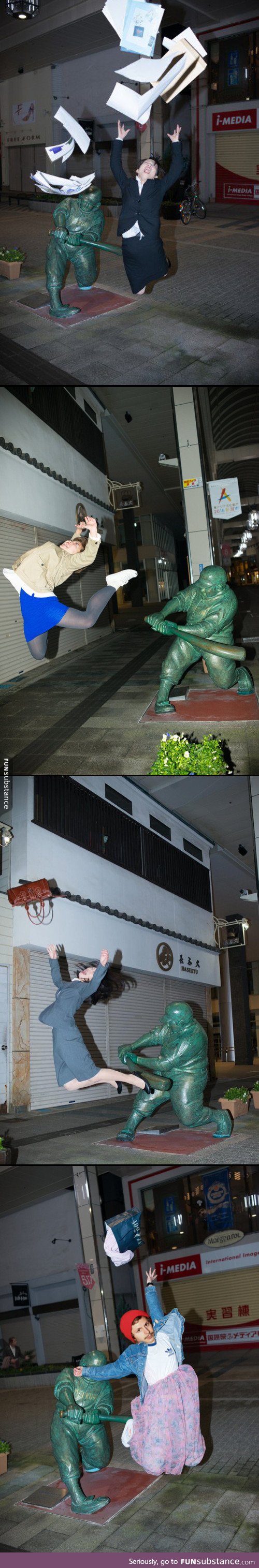 Sooo...They put up a new sculpture in Japan and this happens every day